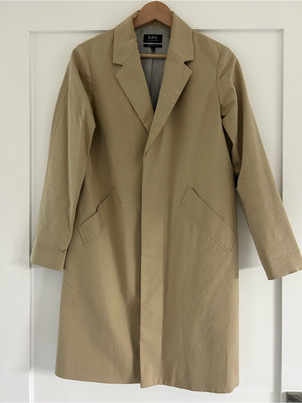 A.P.C. Lightweight Tan Trench Coat with Silver Lining